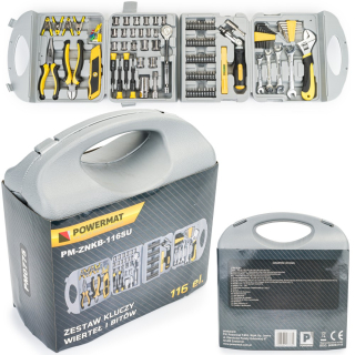 Powermat PM-ZNKB-116SU Sada nářadí klíče bity vrtáky ořechy 116ks CR-V