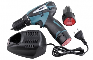 MAX SADA Aku 12V vrtací šroubovák,vrtačka 2ks akumulátor+ nabíječka CD12