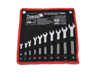 TVARDY T00654 Klíče očko-ploché 10ks 6-19mm kombinované z CRV oceli, saténové