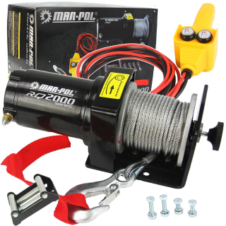 MAR-POL M80760 Elektrický lanový naviják kladkostroj 12V 907kg RQ2000