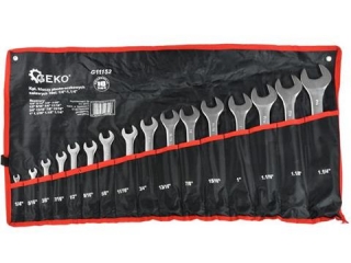 GEKO G11152 Klíče očkové ploché 16ks 1/4"-1 1/4" klíč vidlicový Sada klíčů 