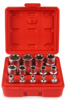 MAR-POL M66422 Sada klíčů Torx E4 - E24 / 1/2"+ 3/8" + 1/4" 