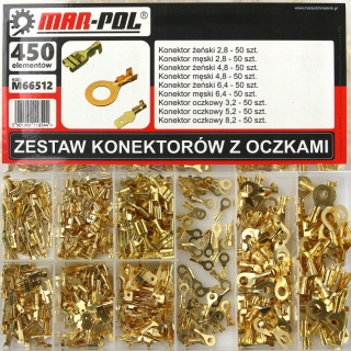 MAR-POL M66512 Sada konektorů s očky 450 kusů