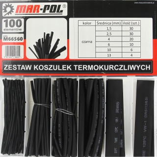MAR-POL M66560 Smršťovací bužírky pásky na kabely konektory 100ks Sada