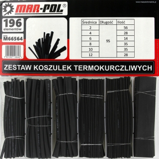 MAR-POL M66564 Smršťovací bužírky pásky na kabely konektory 196ks Sada