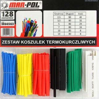 MAR-POL M66563 Smršťovací bužírky pásky na kabely konektory 128 kusů
