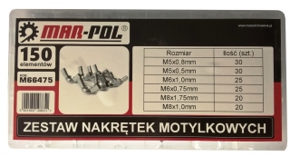 MAR-POL M66475 Křídlové matice sada matic 150 kusů