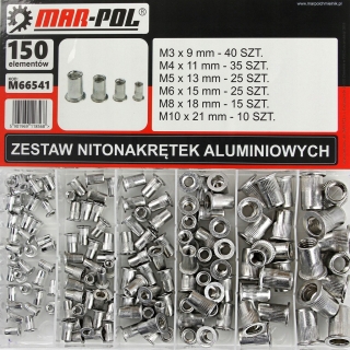 MAR-POL M66541 Hliníkové nýtovací matice 150 kusů