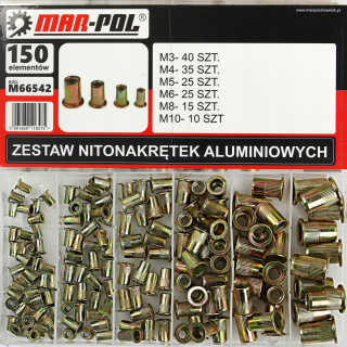 MAR-POL M66542 Ocelové nýtovací matice 150 kusů