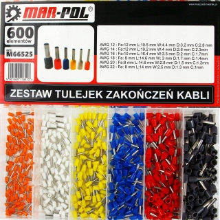 MAR-POL M66525 Sada kabelových koncovek 600 ks.
