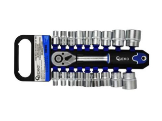 GEKO G10103 Sada klíčů 19ks nástrčné klíče, nástrčné hlavice 1/2" 8 - 32mm 