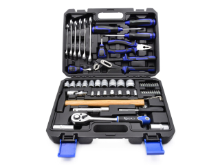 GEKO G10105 Sada nářadí 66ks 1/4" 1/2" klíče, nástrčné hlavice, bity, ráčna 