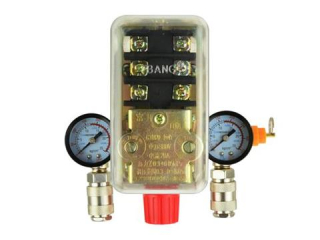 GEKO G80324 Tlakový spínač, presostat, regulátor tlaku, 2 manometry 400V 