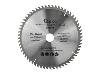 GEKO G78071 Vidiový kotouč na dřevo řezání dřeva 250mm 32mm 60T