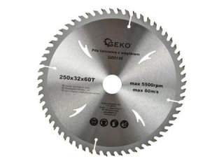 GEKO G00146 Pílový kotouč na dřevo pro řezání dřeva 250mm 32mm 60T