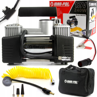  MAR-POL M82003 Automobilový kompresor, pumpa na kola do auta, 2 písty, pumpování 12V 