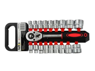 GEKO K00107 Nástrčné hlavice 1/2" Nástavce, klíče ráčna 8-32mm 19ks SADA