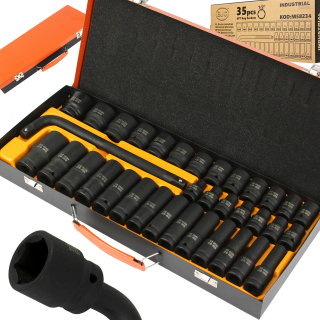 MAR-POL M58234 Nástrčné klíče hlavice gola sada 1/2" 6-hranné BJC 8-32mm 35ks