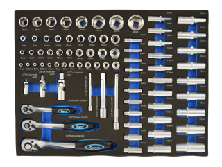 GEKO G10833A Vklad - nástrční klíče ráčna 80ks 1/4"-1/2" pěnová vložka