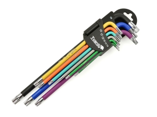 TVARDY T00123 Dlouhé klíče Torx, barevné T10-T50 9 dílků. S2